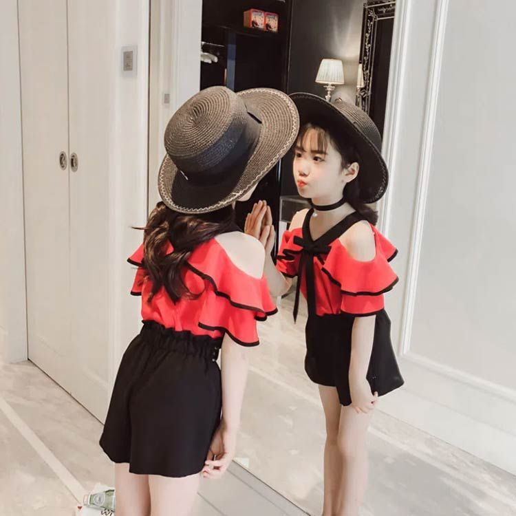セットアップ 半袖 フリル トップス ショート パンツ 黒 韓国 楽天市場】【2480円→1000円】女の子 セットアップ 肩出し