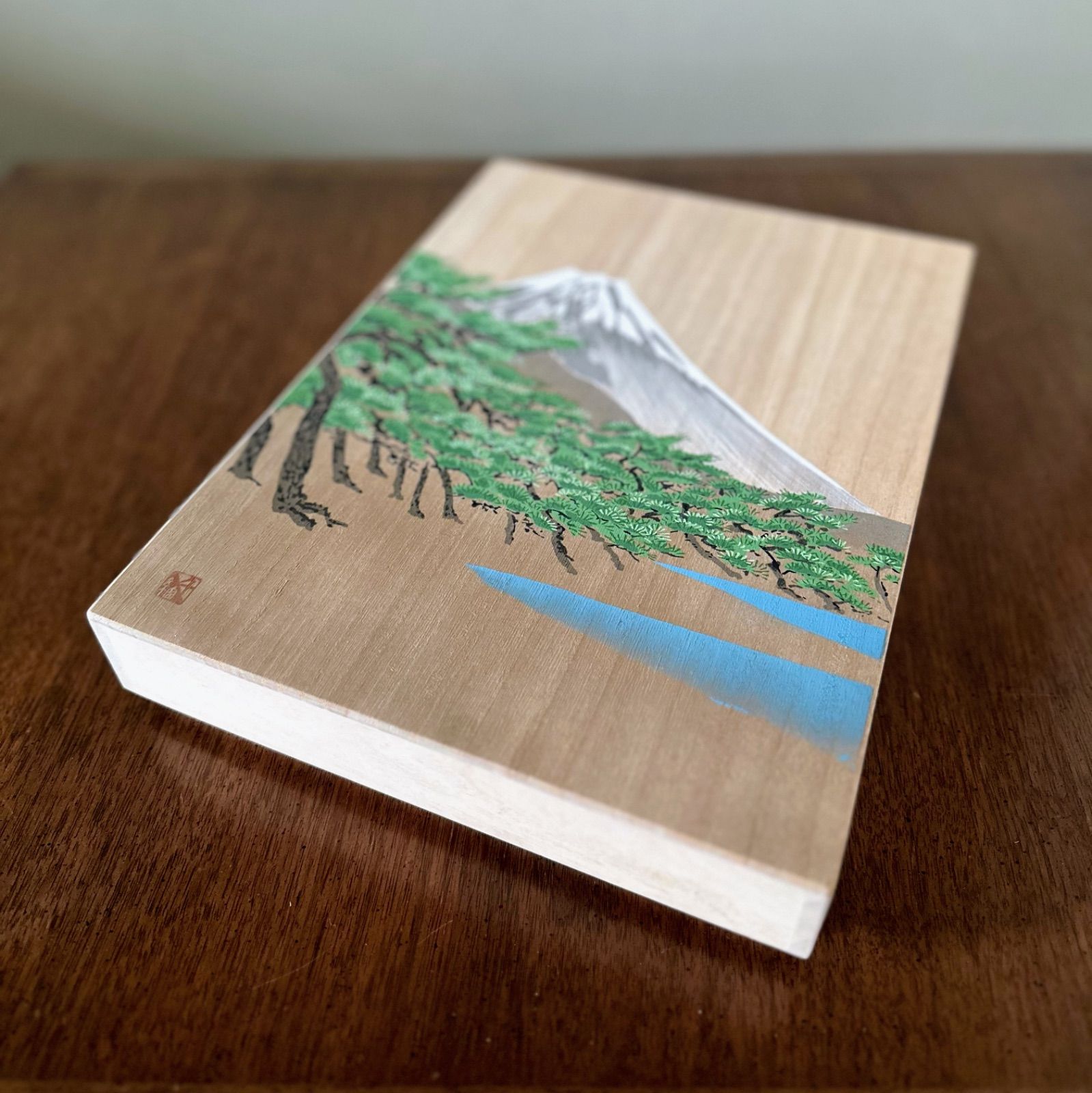 絵付け 桐箱 文箱 京都 双葉家具 富士山 京友禅染め摺技法 木製