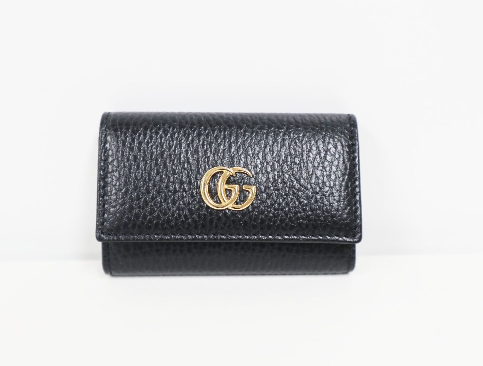 良品✨ GUCCI キーリング キーホルダー GGマーモント ラインストーン グッチ GUCCI 456118 GGマーモント ブラック レザー ゴールド 6