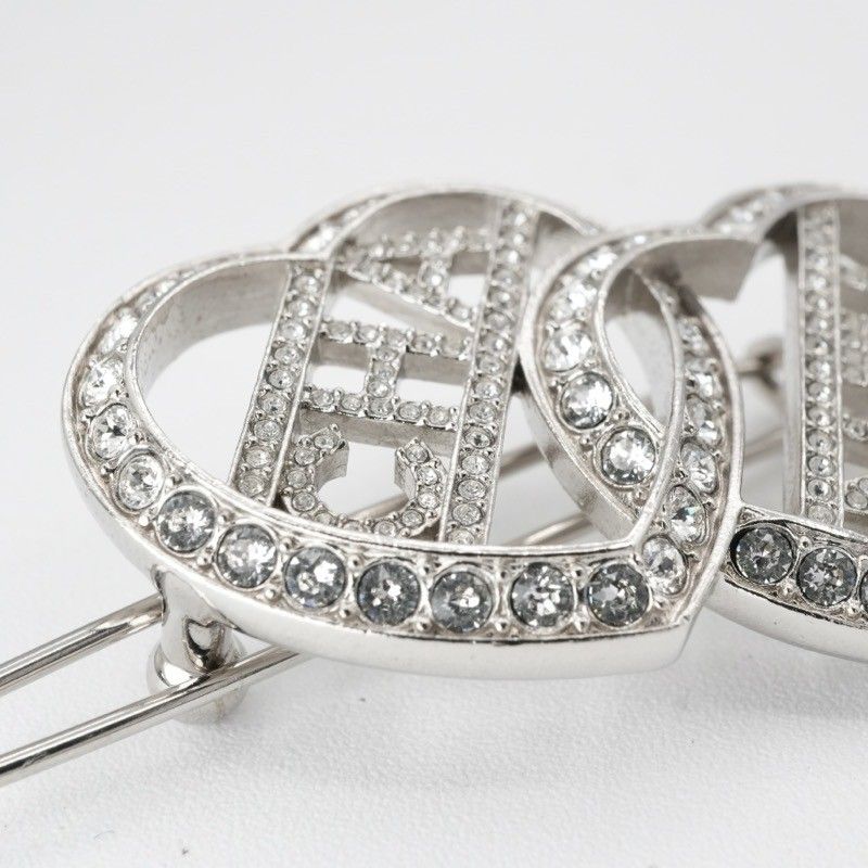 シャネル CHANEL ヘアアクセサリー シルバー ロゴ ハート ラインストーン ヘアクリップ シャネル ロゴ ハート ラインストーン ヘアクリップ ヘアアクセサリー