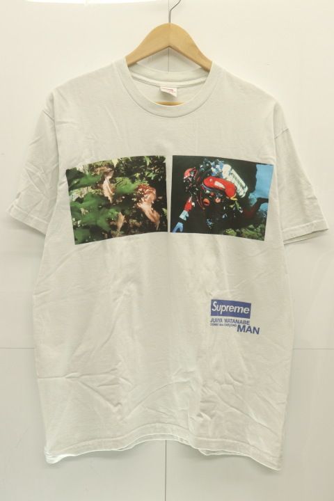【中古】 Supreme メンズTシャツ L JUNYA WATANABE COMME des GARCONS MAN Nature Tee Supreme L 白 ホワイト プリント