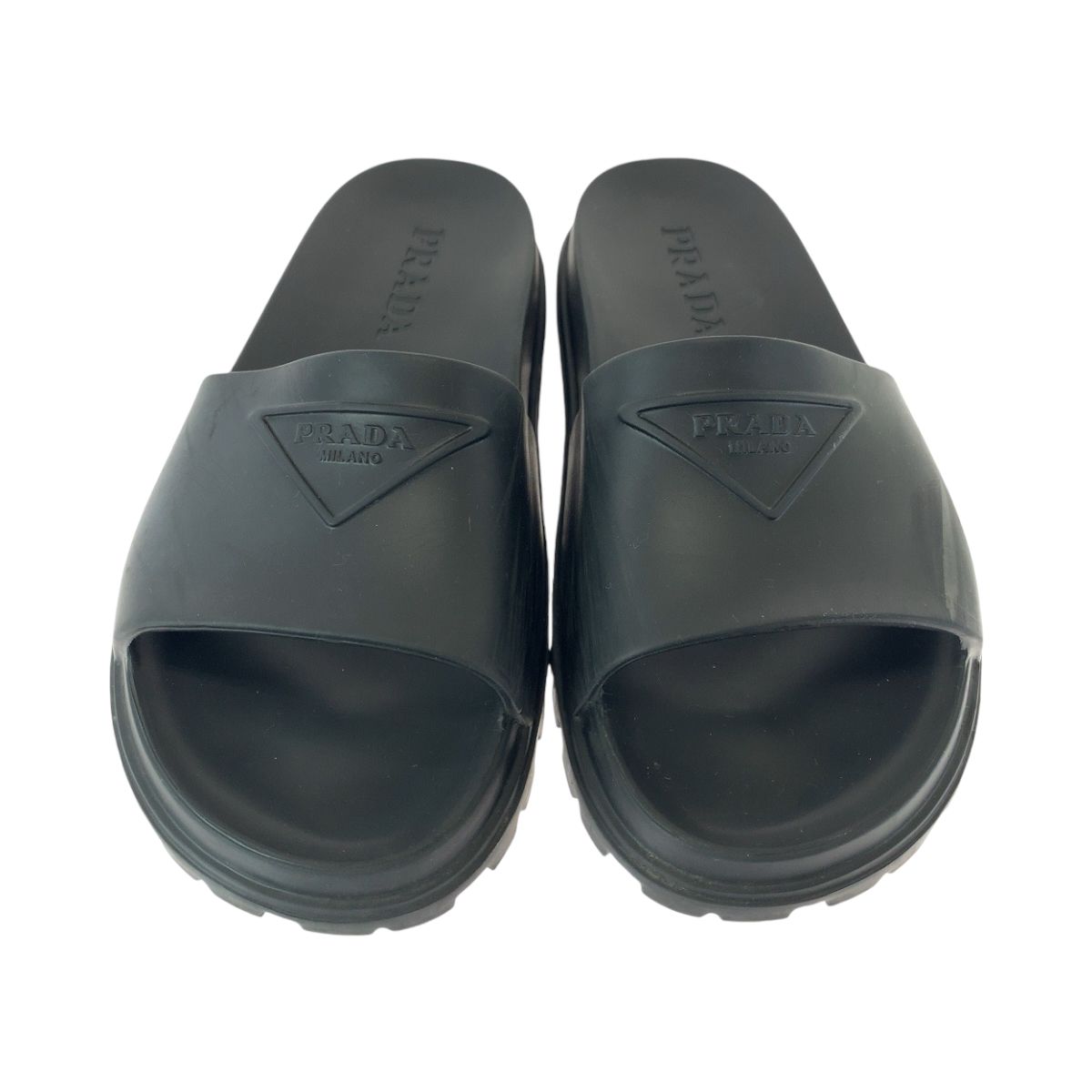 PRADA ブラック ラバースライドサンダル　サイズ6（25㎝） 魅力の PRADA ブラック ラバースライドサンダル サイズ6（25