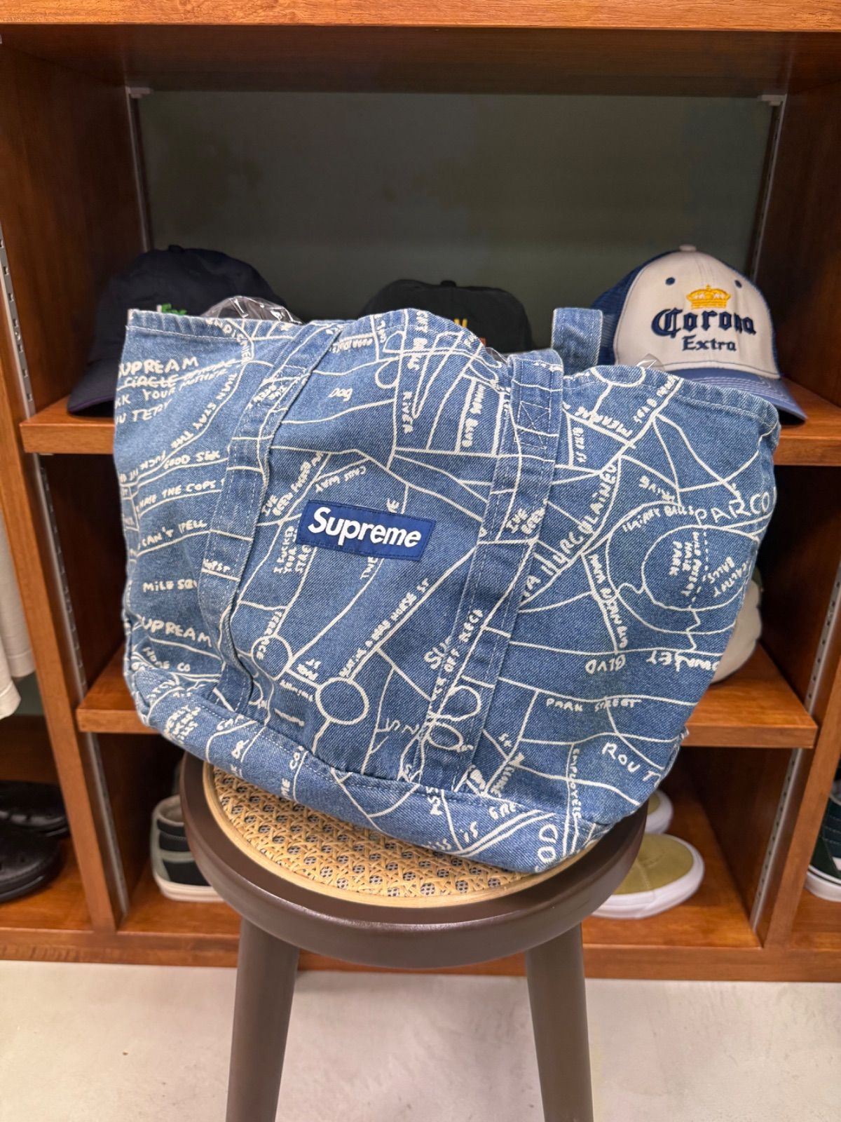 バッグ Supreme 19ss Gonz Map Denim Tote SS19 Supreme Gonz Map Denim Tote - デニム トート バッグ