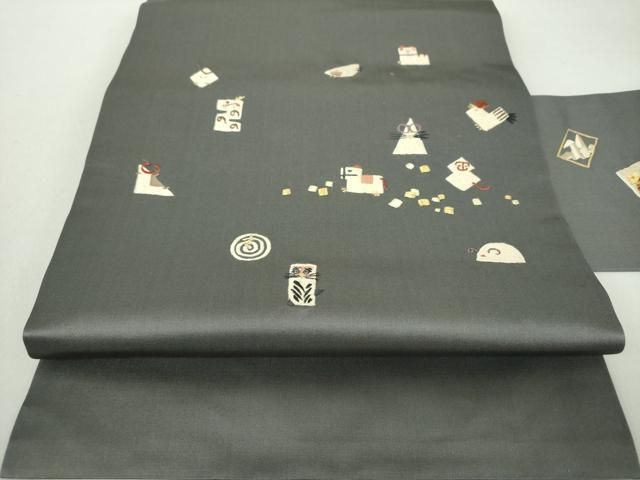 平和屋着物○九寸名古屋帯 総刺繍 十二支 干支 金糸 正絹 逸品