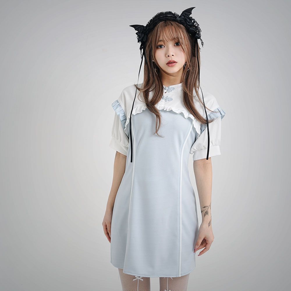 夢展望公式 [新品未使用] サブジラチャイナAラインワンピ [グレー