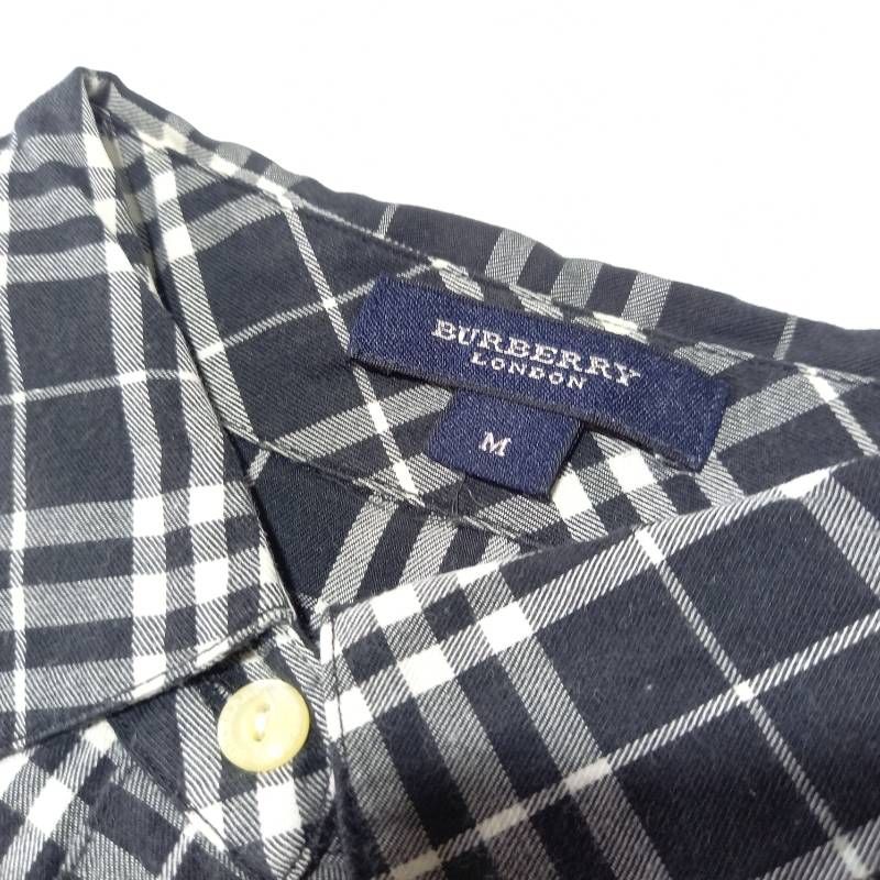 バーバリー 八部袖 チェックシャツ ブラック Mサイズ Burberry - メルカリ