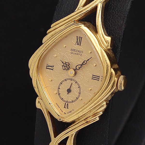 美品 SEIKO スモセコローマン　レディース腕時計 1428-5130 稼働 稼働 良品 セイコー QZ 1428-5130 ゴールド文字盤 スモセコ