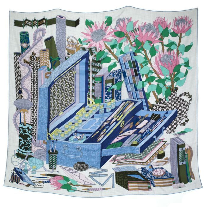 エルメス HERMES スカーフ カレ140 カシミヤ シルク Les tresors d'un