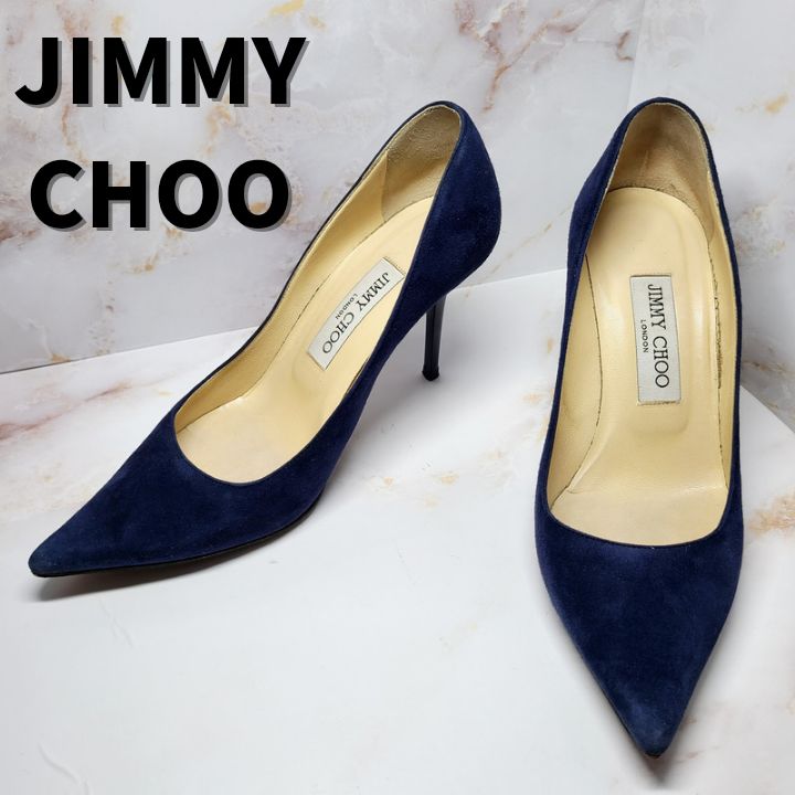 JIMMY CHOO ジミーチュウ パンプス 23.5cm ネイビー ハイヒール