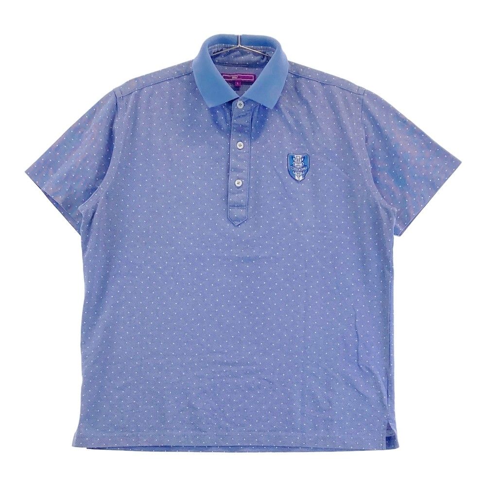 サイズ：L BEAMS GOLF ビームスゴルフ 半袖ポロシャツ ドット柄 ブルー