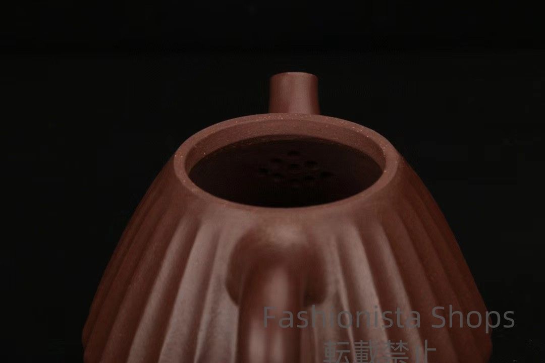 新品未使用】中国古玩 ☆宜興入手 ?原鉱紫泥?紫砂手彫?茶壺? 酒壺