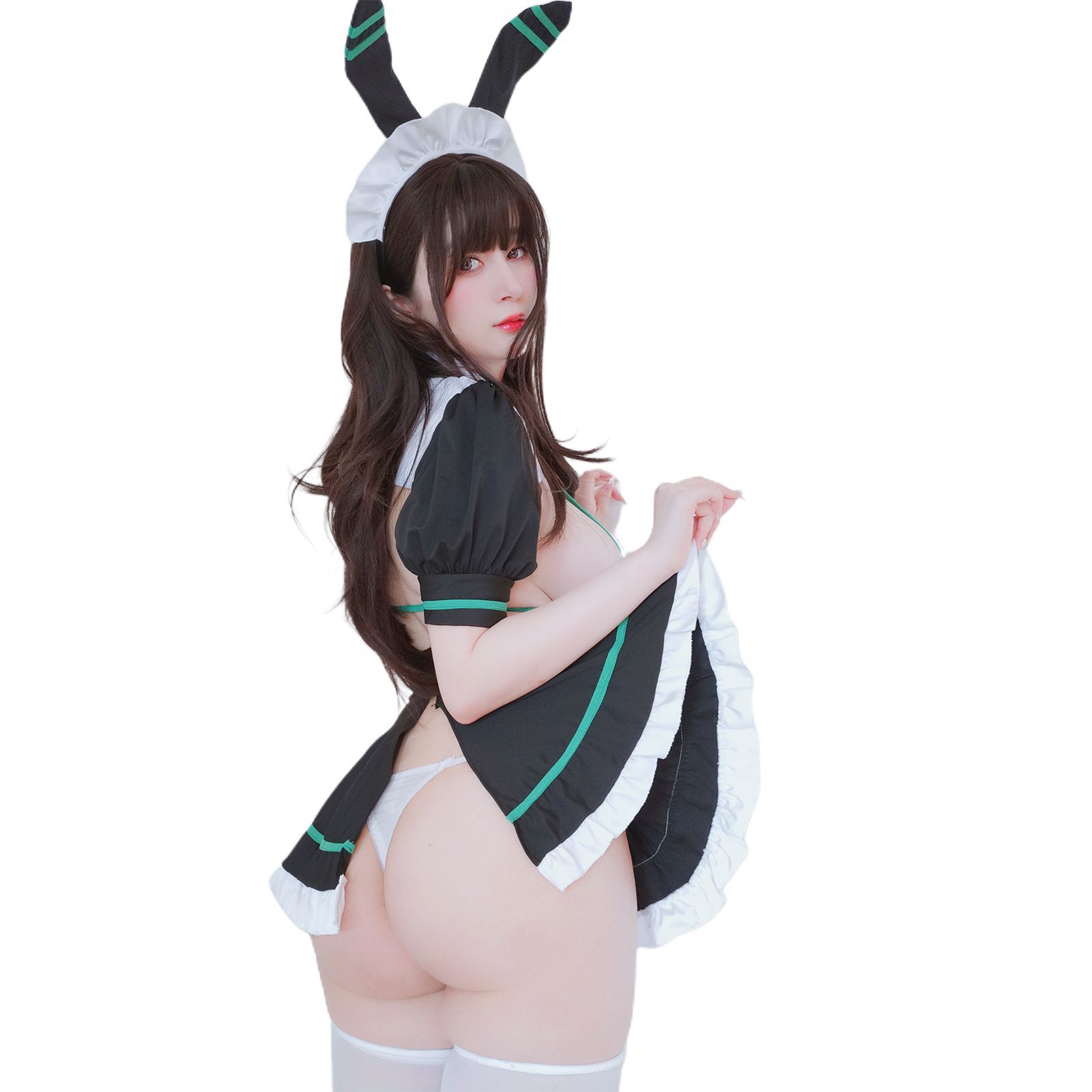 セクシー美女カード 2bバニーガール 背中 横 美もも くいこみ ラスト バニーガール セクシー コスプレ 穴あき 胸空き ウサギ