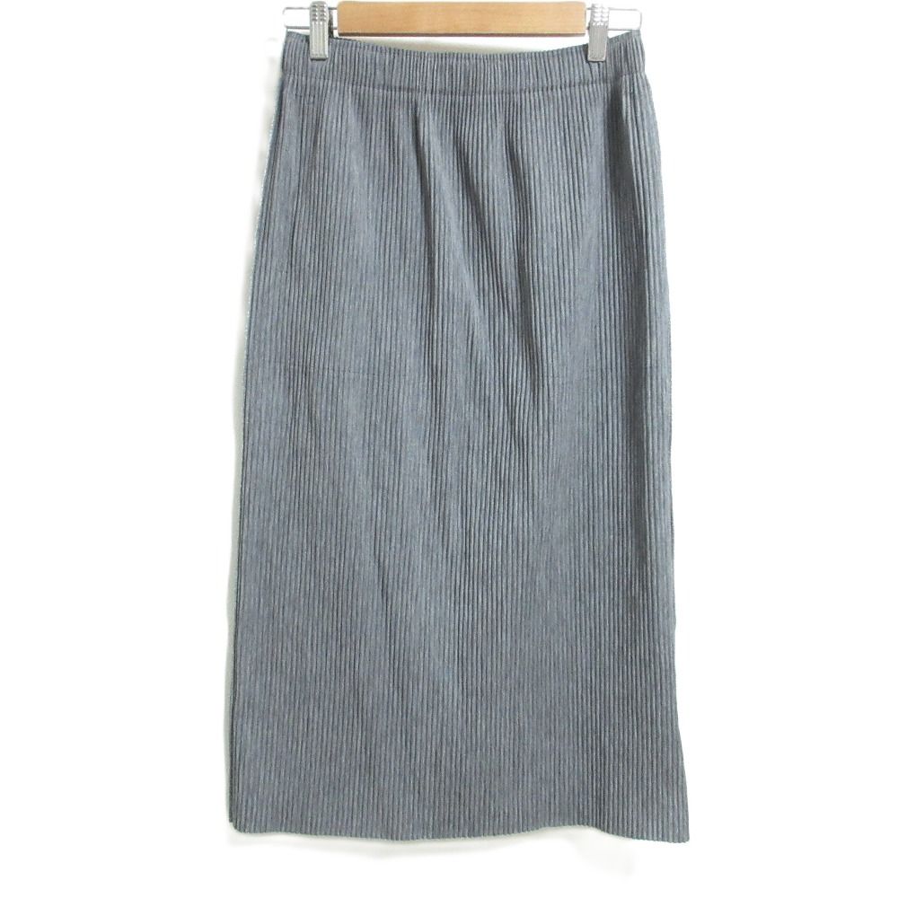 ♥ 25SS ISSEY MIYAKE me イッセイミヤケ ミー MIX FINE KNIT PLEATS BOTTOM イージープリーツスカート MI52KG254 グレー レディース 古着