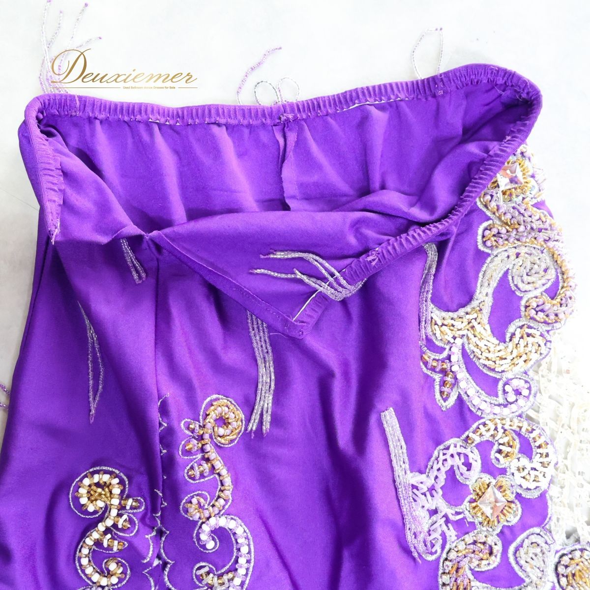 ベリーダンス用 オリエンタル衣装】パープル系 ラインストーン ビーズ