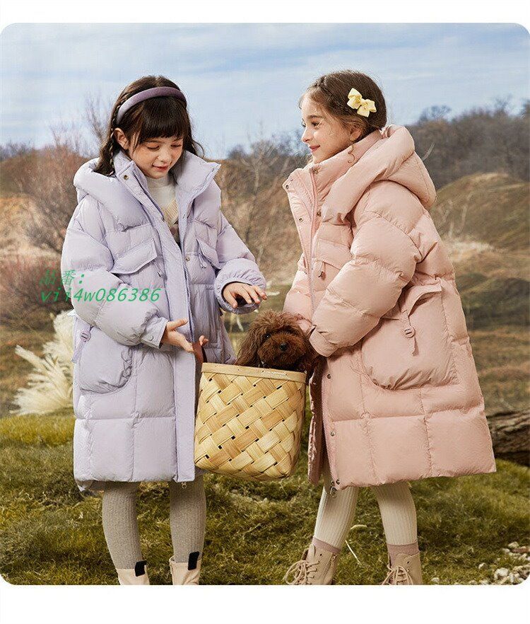 ダウンコート キッズ服 女の子 キッズ ダウンジャケット ラクーンファー付き ロング丈コート 秋冬 防寒 フード付きキッズ服 通園 冬服 防寒コート アウトドア vii 4 w 086386