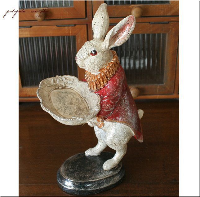 不思議の国のアリス アンティーク ラビット トレイ スタンド うさぎ ウサギ ディスプレイ ミニチュア オブジェ 雑貨 小物 置物