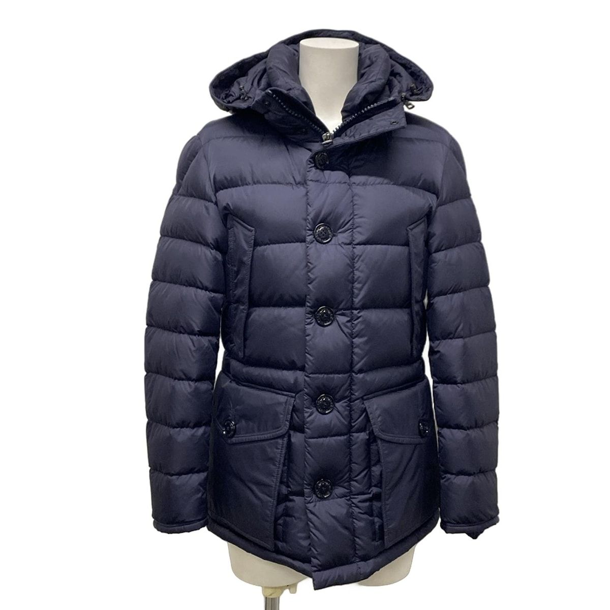 美品　モンクレール　ネイビー　ダウン　Pコート　サイズL MONCLER(モンクレール) ダウンコート サイズ0 XS レディース美品