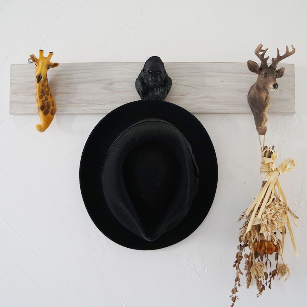 ウォールフック　アニマル　アンティーク風 楽天市場】ウォールフック ハンガー ブラック 2連 飾り