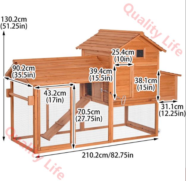 2階建ての大型ウサギ小屋 鍵付きドア 漏れ防止トレイ付きペットハウス 屋外用木製ウサギケージ 鶏 モルモット用 Gray