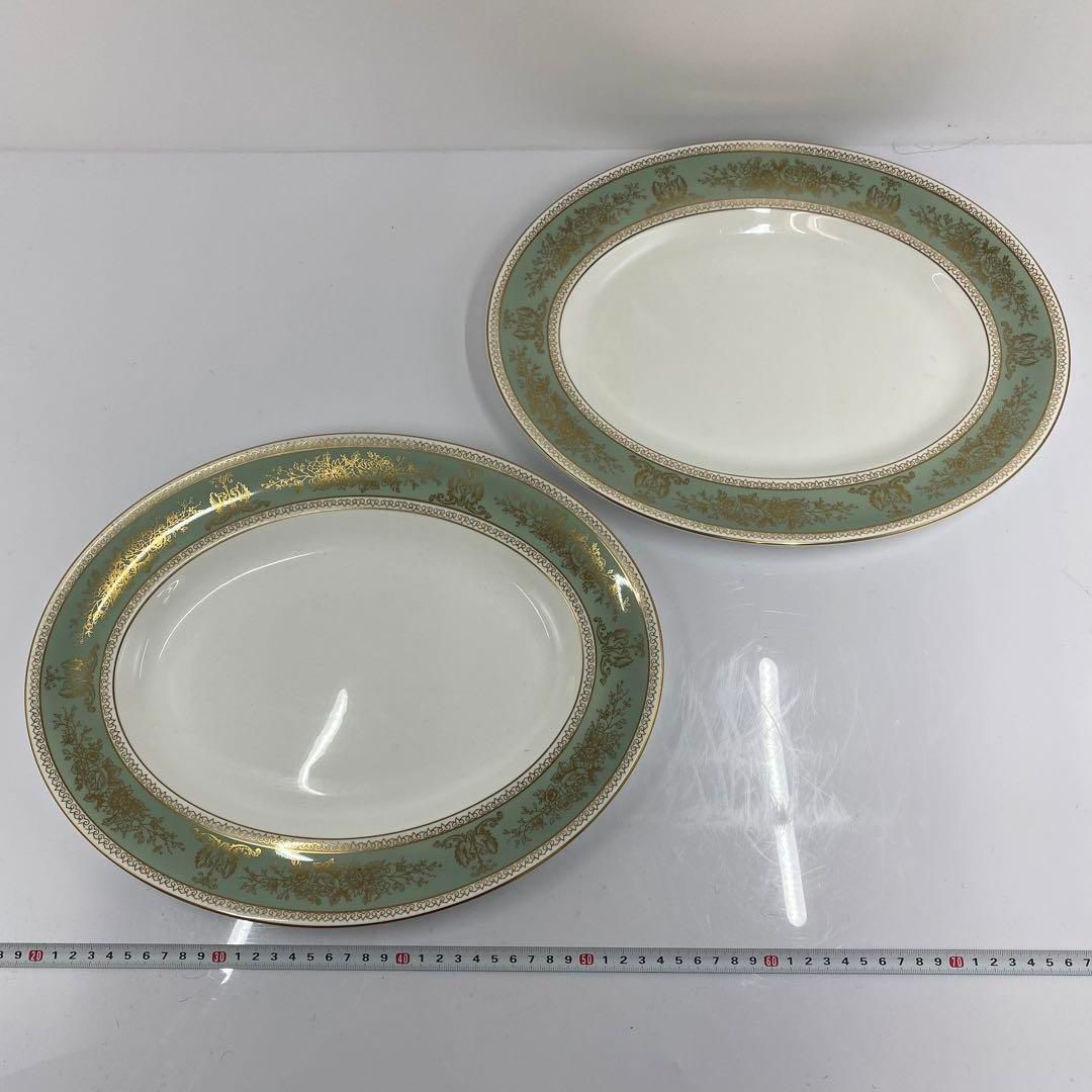 洋3ウェッジウッドコロンビアセージグリーン オーバルプレート4枚