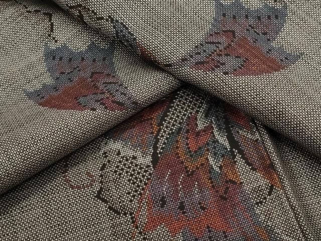 平和屋着物●本場大島紬　9マルキ　泥染め　吉祥花文　正絹　逸品　CAAS9228th 平和屋着物○本場大島紬 9マルキ 泥染め 吉祥花文 正絹 逸品