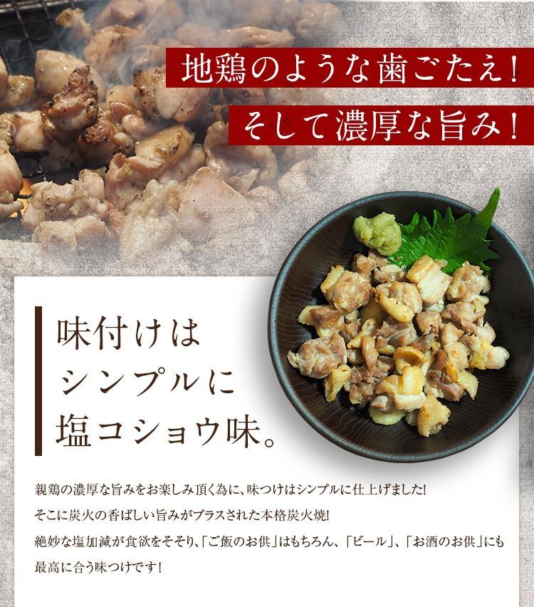 鶏の炭火焼き(親鶏) 100g×3袋 塩こしょう風味 送料無料 おつまみ 宮崎名物 地鶏 お試し 食品 肉 レトルト 珍味 [メール便]