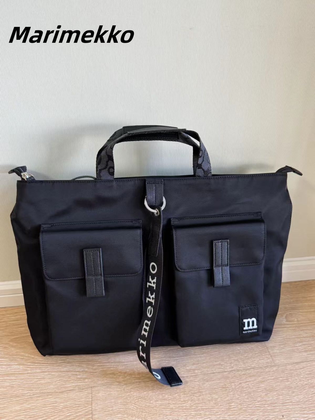 【人気】marimekko workloadビジネスバッグ　2way ブラック 人気】marimekko workloadビジネスバッグ 2way ブラック
