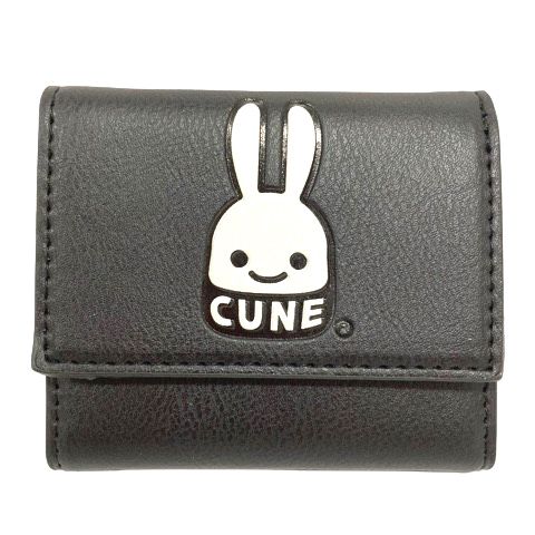 キューン CUNE 財布 三つ折り ワンポイント ウサギ プリント 黒 ブラック 白 ホワイト - メルカリ