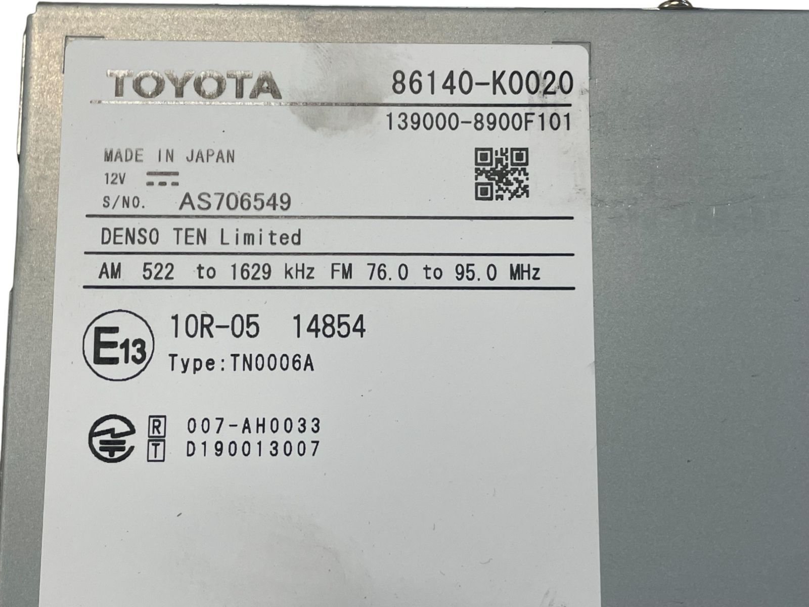 管理番号 4457 86140-K0020 ﾄﾖﾀ純正ﾃﾞｨｽﾌﾟﾚｲｵｰﾃﾞｨｵ 地図ﾃﾞｰﾀ2020年 BRIGHTFACE_UK