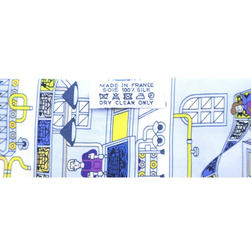 HERMES (エルメス) ツイリー メゾンカレ スカーフ 紫/シルク ブルー  