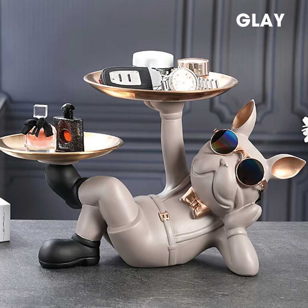 犬の置物 2体セット （ブルドッグ・マルチーズ）