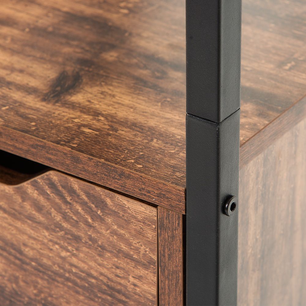 人気商品】【ダークブラウン】 パソコンデスク 引き出し付き 3段