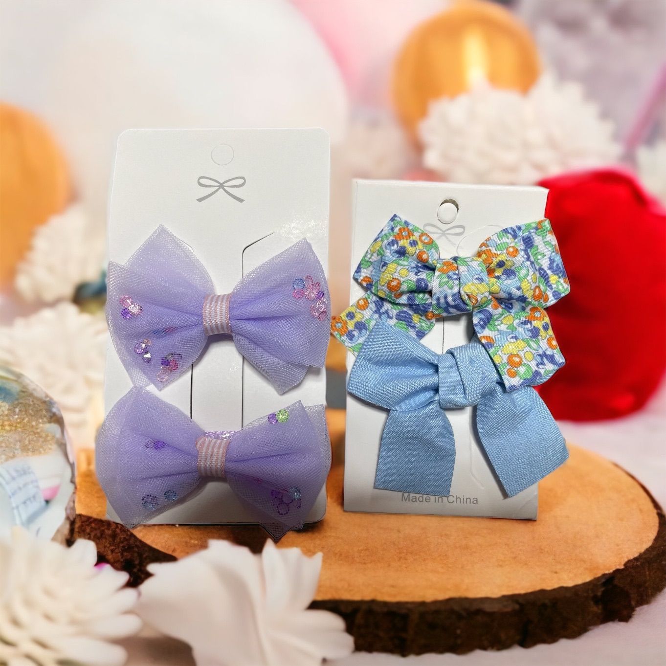 リボン4個セット】キッズ ヘアクリップ ヘアアクセサリー 女の子
