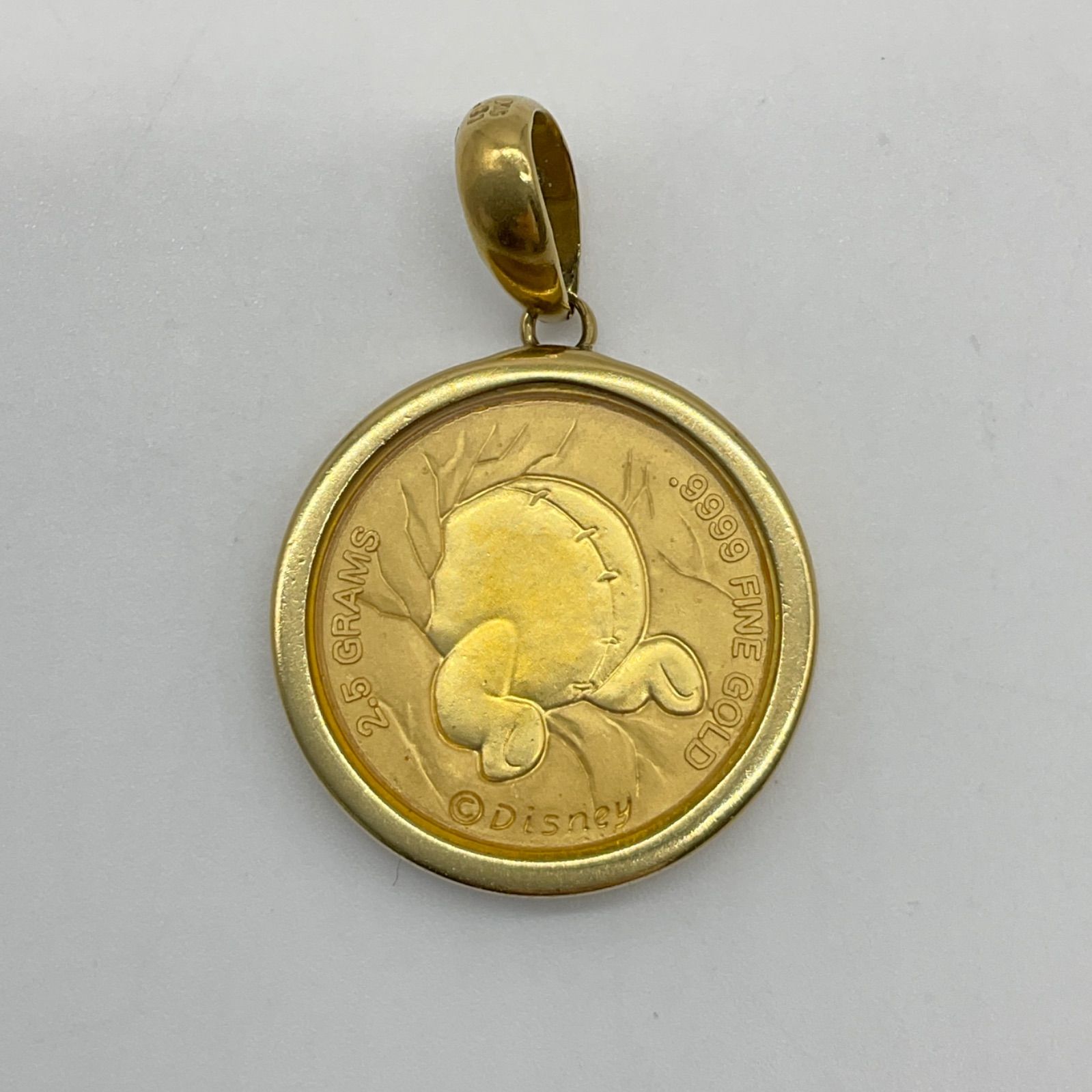 ●Disney ディズニー くまのプーさん ペンダントトップ ネックレストップ 純金 24金 K24 K18枠 金 ゴールド ガラスケース付 アクセサリー Winnie the Pooh Aランク 5_265