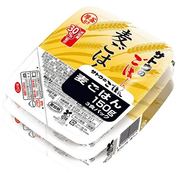 サトウ食品 サトウのごはん 麦ごはん 3食パック 150g×3食 ×12個入× 2ケース ｜ ごはん 米 お米 おこめ こめ 麦ごはん