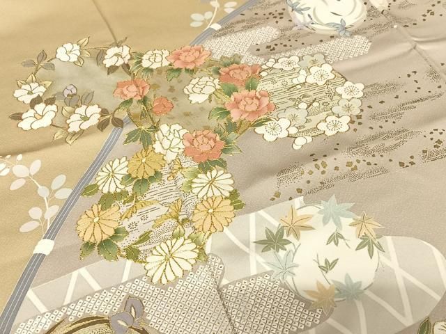 平和屋着物○訪問着 駒刺繍 草花丸文 金彩 ますいわ屋扱い 正絹 逸品