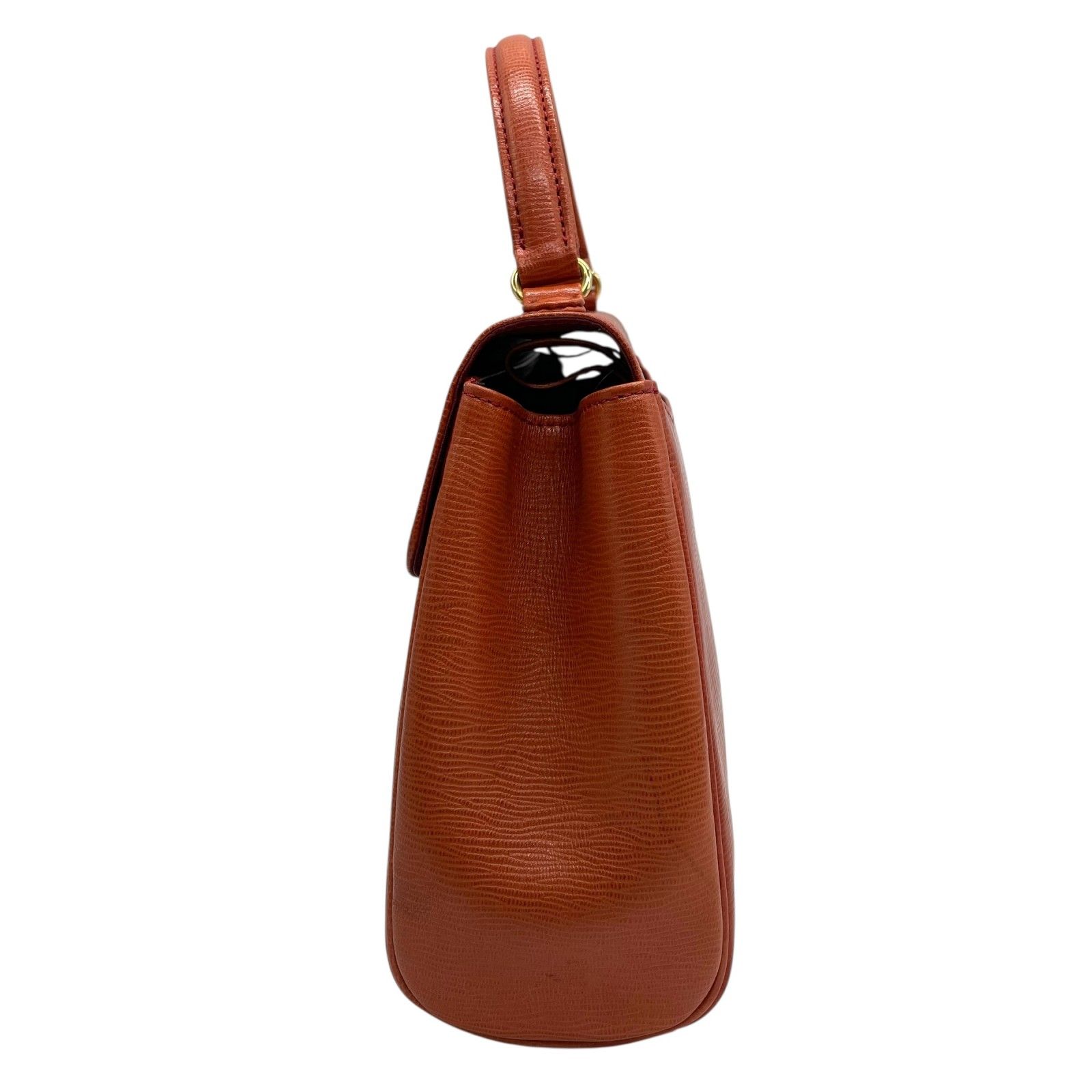 【中古】ジャンニヴェルサーチ GIANNI VERSACE ハンドバッグ ショルダー 2WAY レザー ロゴ ゴールド金具 オレンジ 美品 ジャンニ・ヴェルサーチ 2WAY ハンドバッグ ショルダーバッグ