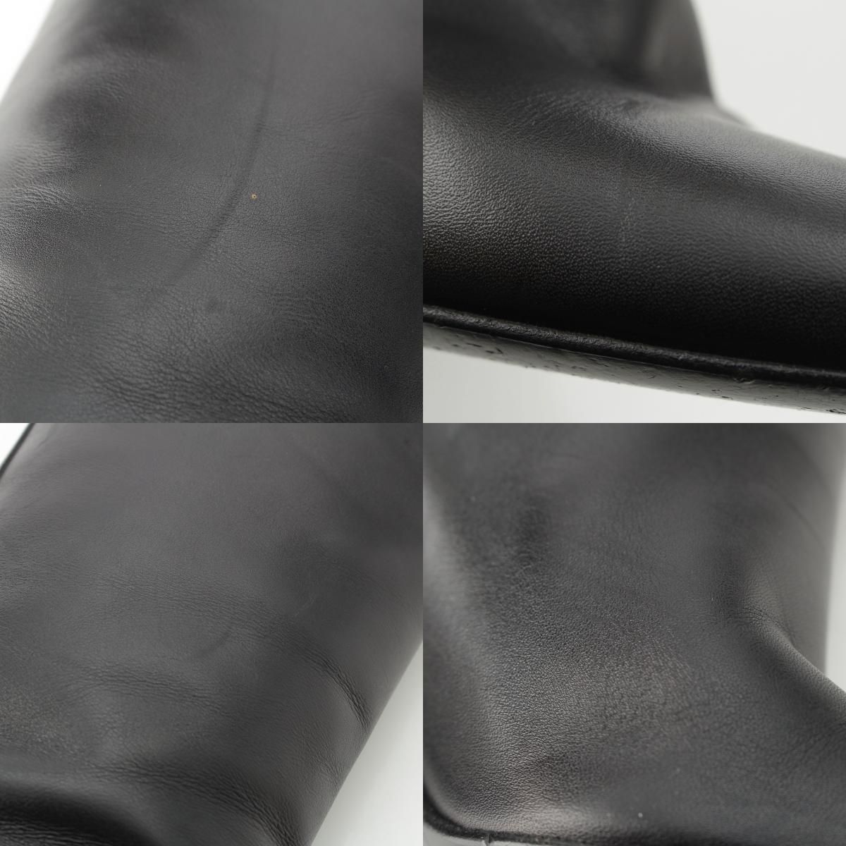 エルメス STORY ストーリー レザー ケリー金具 ヒール ロング ブーツ ブラック×シルバー 36 KIN-KAAI_COM