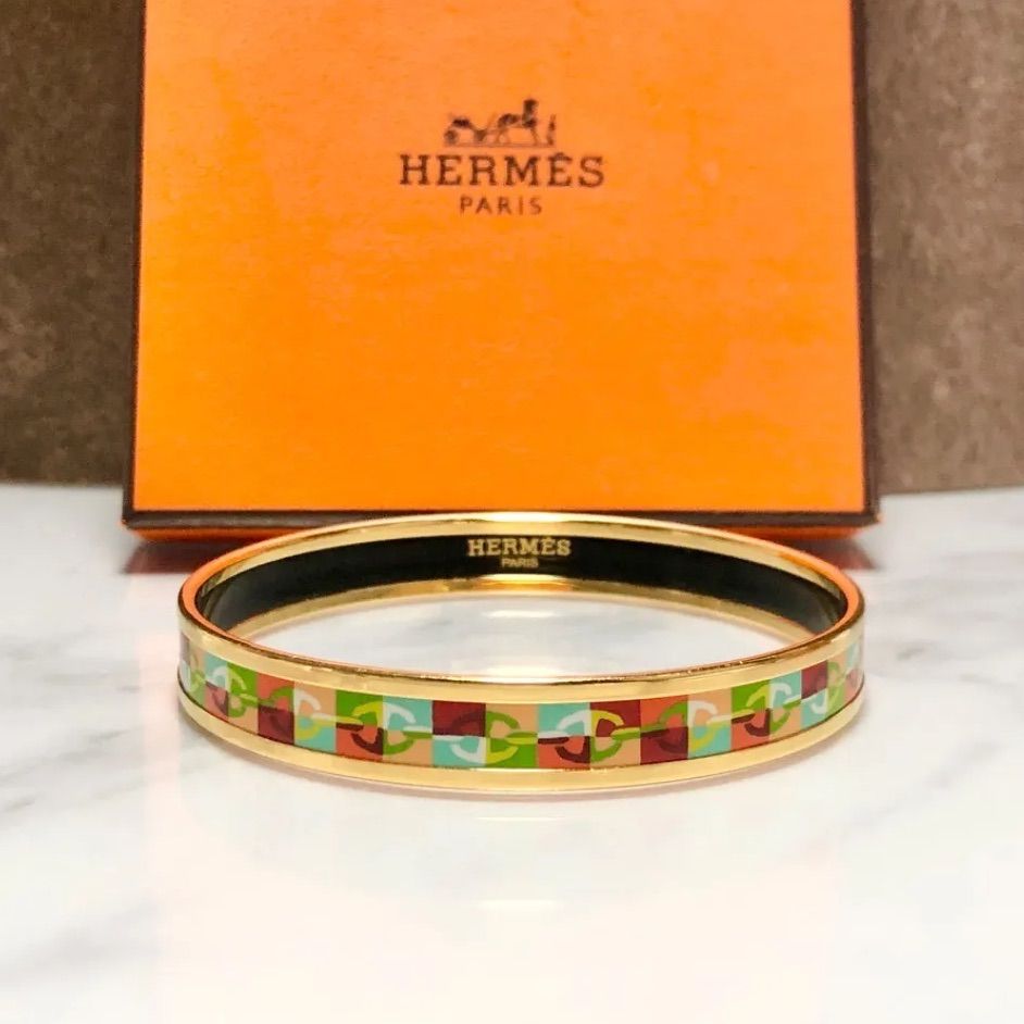 専用】Hermès エルメス バングル 七宝焼き ゴールド エマイユ-