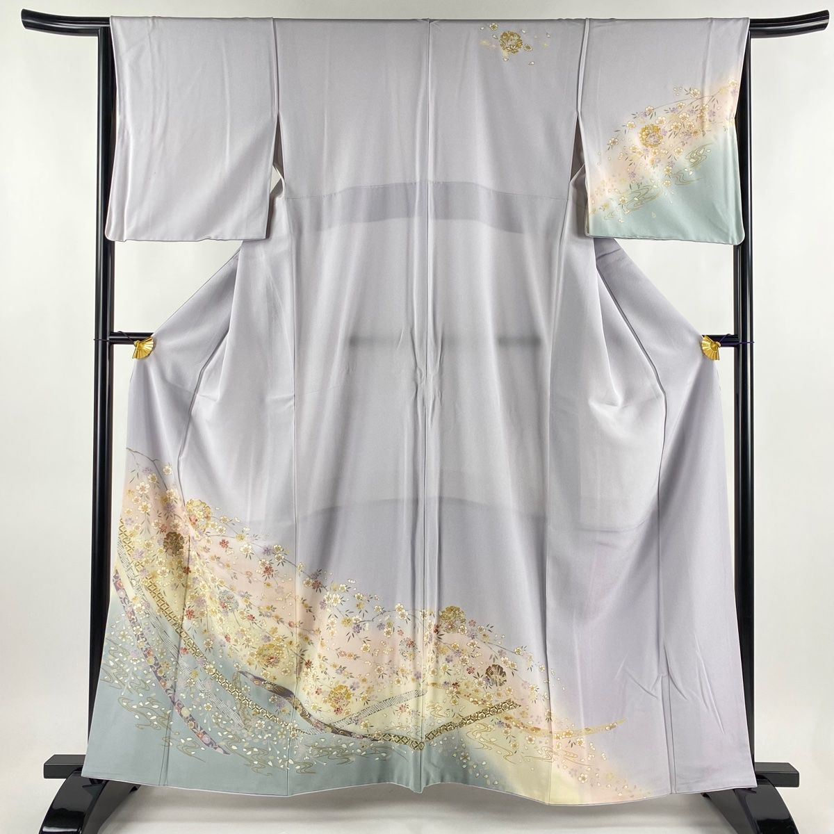 訪問着 身丈162cm 裄丈65.5cm M 袷 雪輪 草花 金糸 金彩 薄紫 正絹 秀品 【中古】 - メルカリ