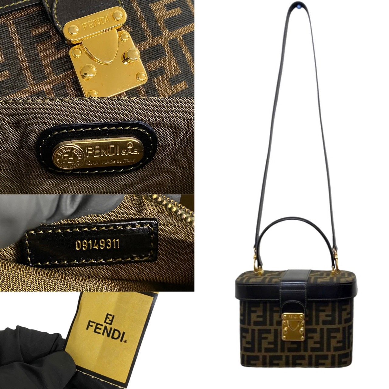 極 美品 箱 袋付き FENDI フェンディ ズッカ 柄 ロゴ レザー 本革 キャンバス 2way ハンドバッグ バニティバッグ ショルダーバッグ  32159 - メルカリ