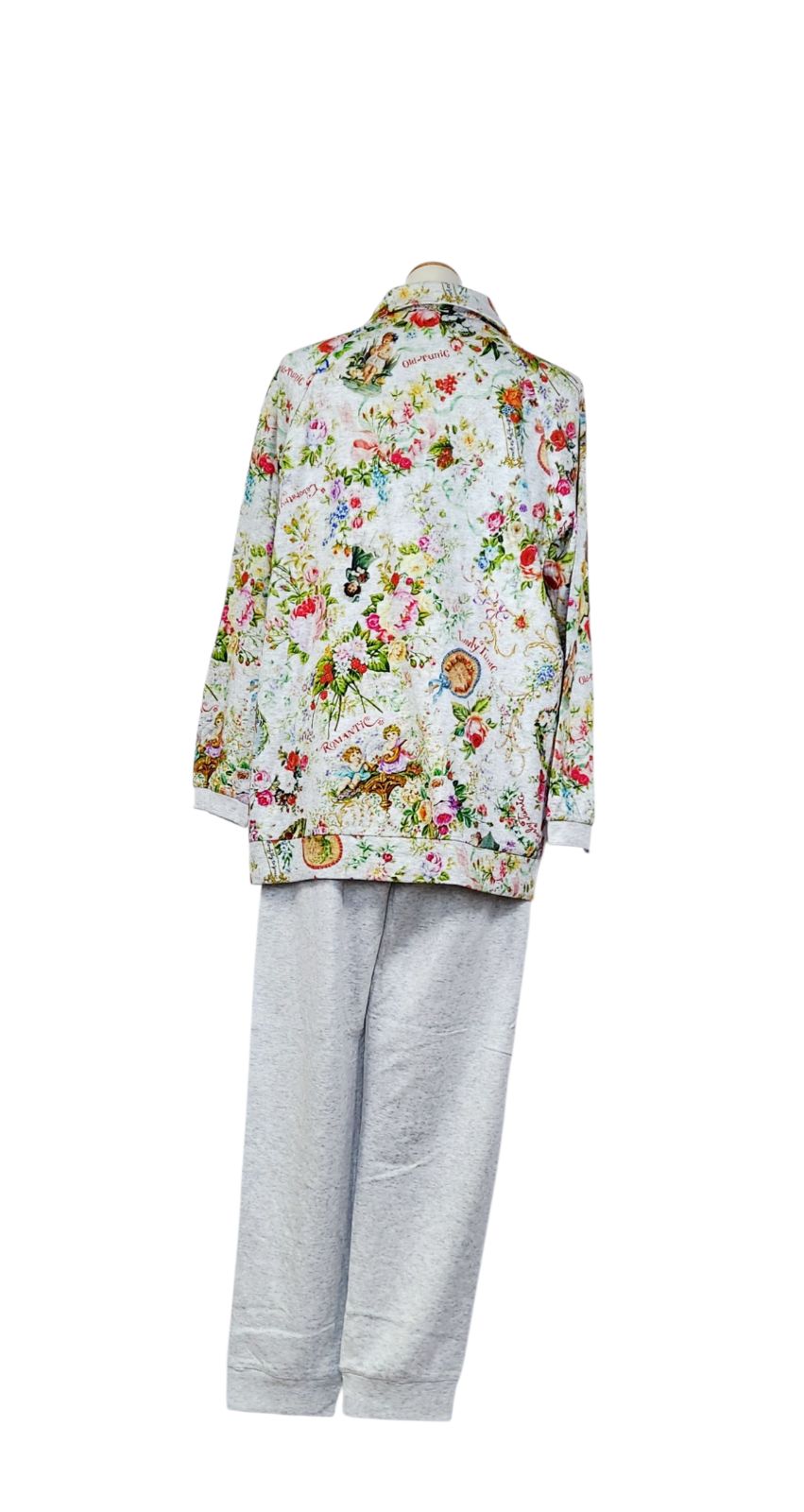 襟付き全開長袖パジャマ 40接結ローズエンジェル