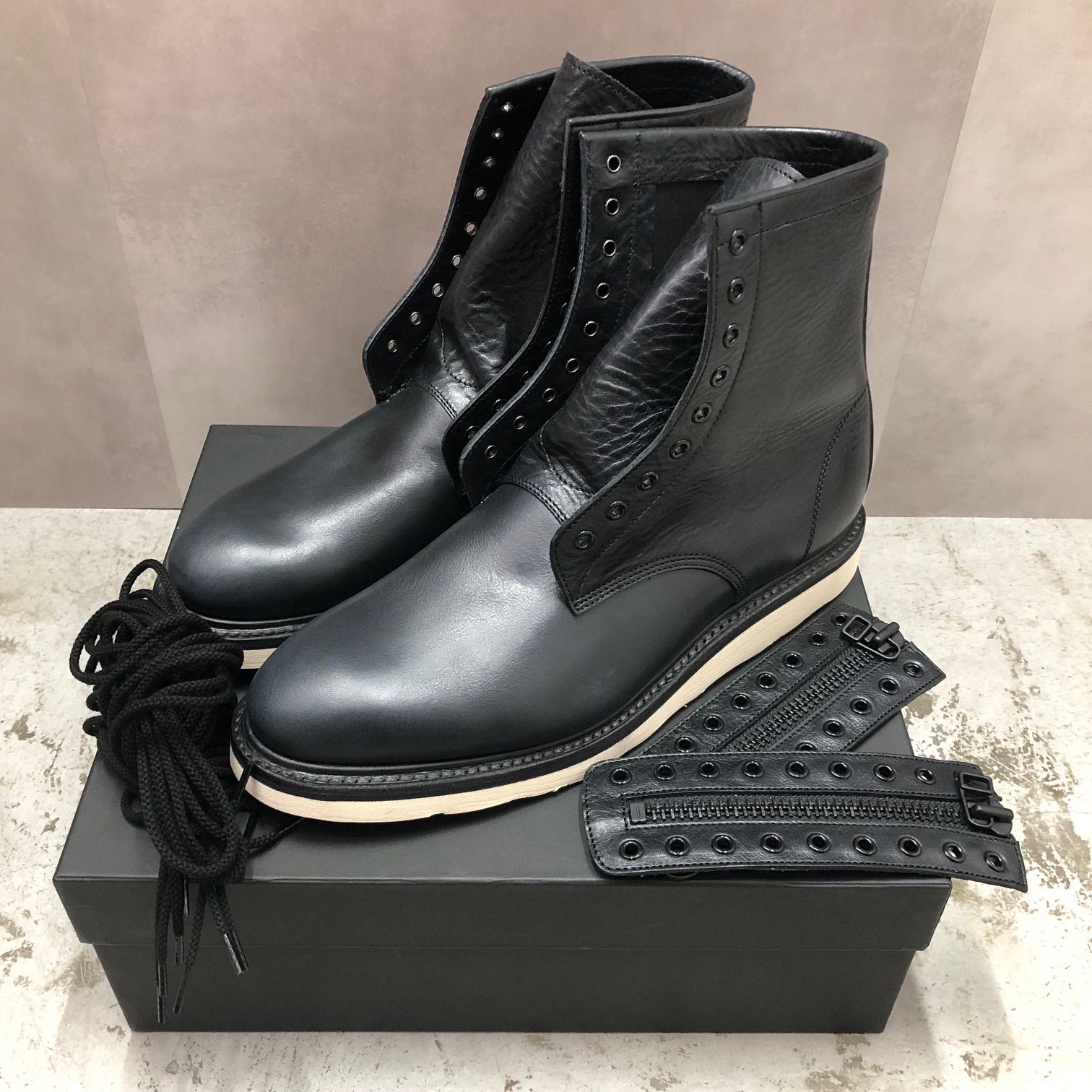 定価88000円 新品 MINEDENIM Leather Zipper Unit Military Boots MGK-002 レザー ジップ ブーツ  マインデニム 42 66195A1 - メルカリ