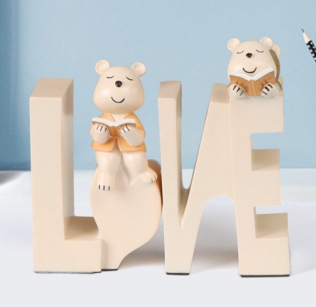 本 クマ 熊 親子 置物 小物置き 愛 ラブ LOVE Love シンプル