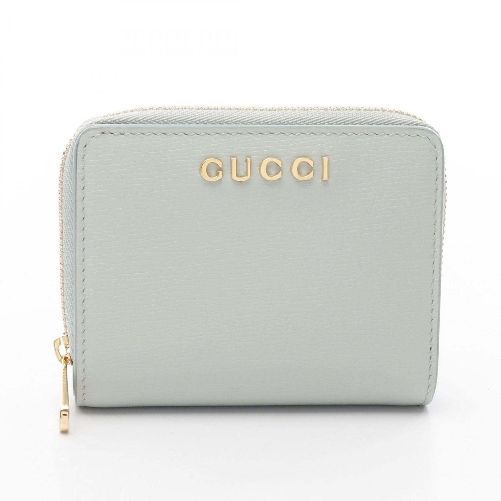 グッチ GUCCI 二つ折り財布 GUCCI スクリプト ミニ ウォレット 772639 ライトブルー レザー スクリプト ミニ 二つ折り財布 レディース Used A