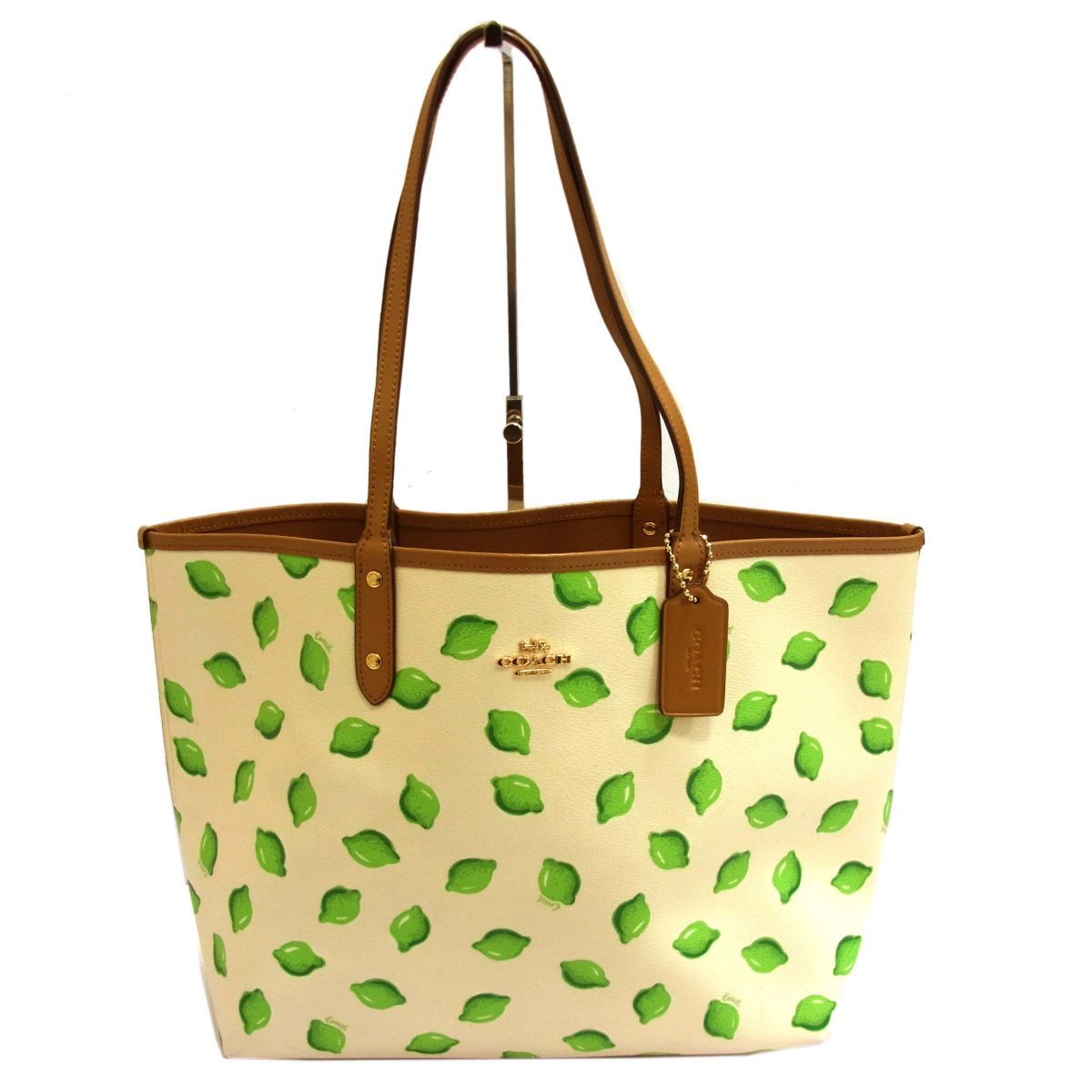 ◇COACH コーチ ライム プリント PVC レザー リバーシブル シティー 