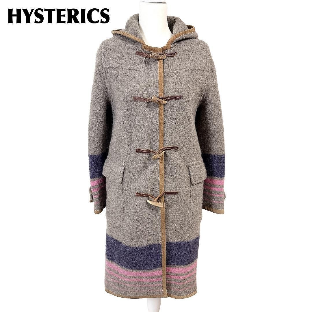 HYSTERICS ウール ダッフル ロングコート 豚革 グレーブラウン