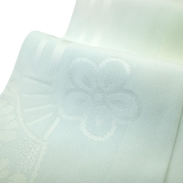 中古】 すごい値！ 長襦袢 リサイクル 袖無双 袷仕立て 正絹 水色 地紋  