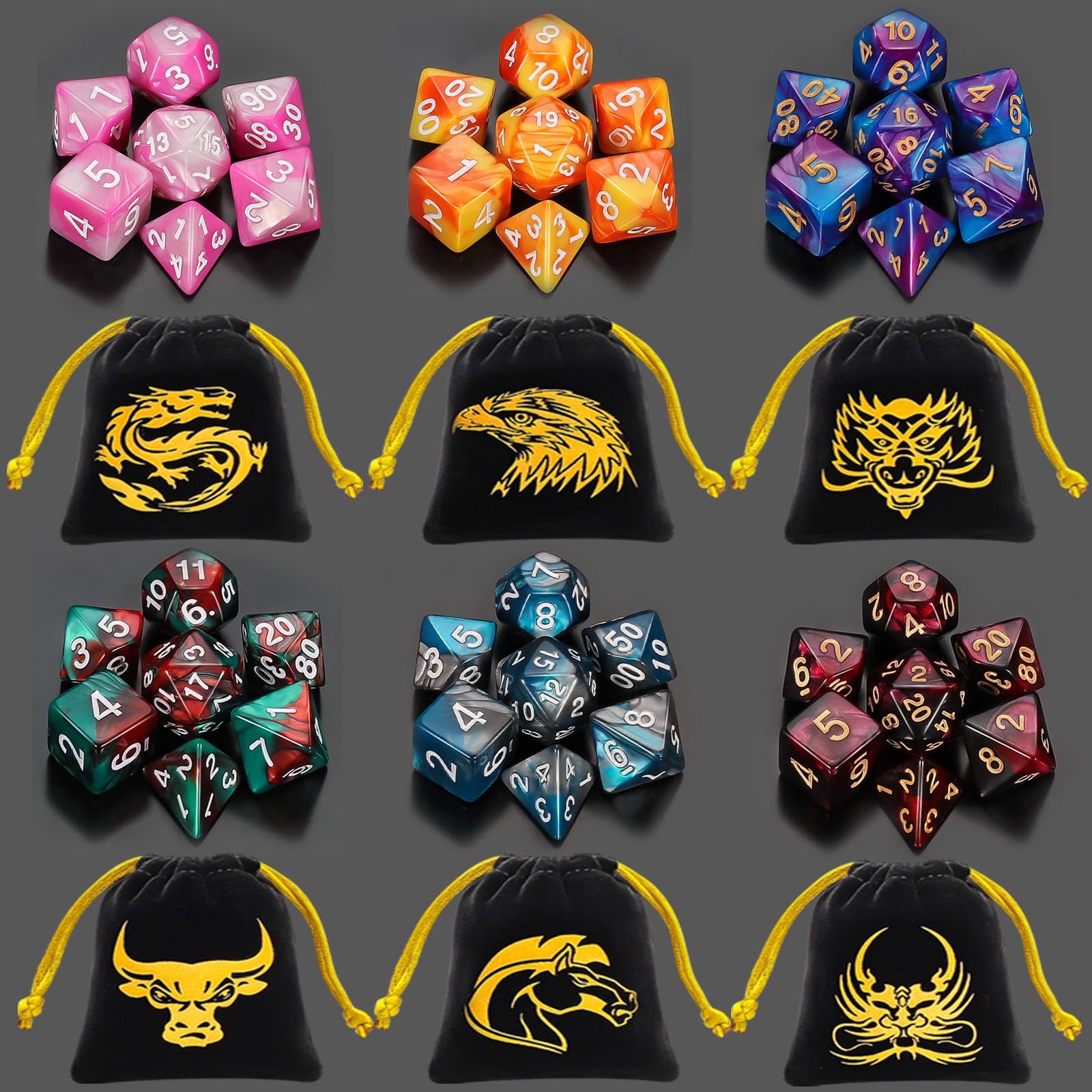 Dice Polyhedral Set Dragons Dungeons DND 0 - 42-Piece For &amp; 1 Dnd RPG for Ubuy