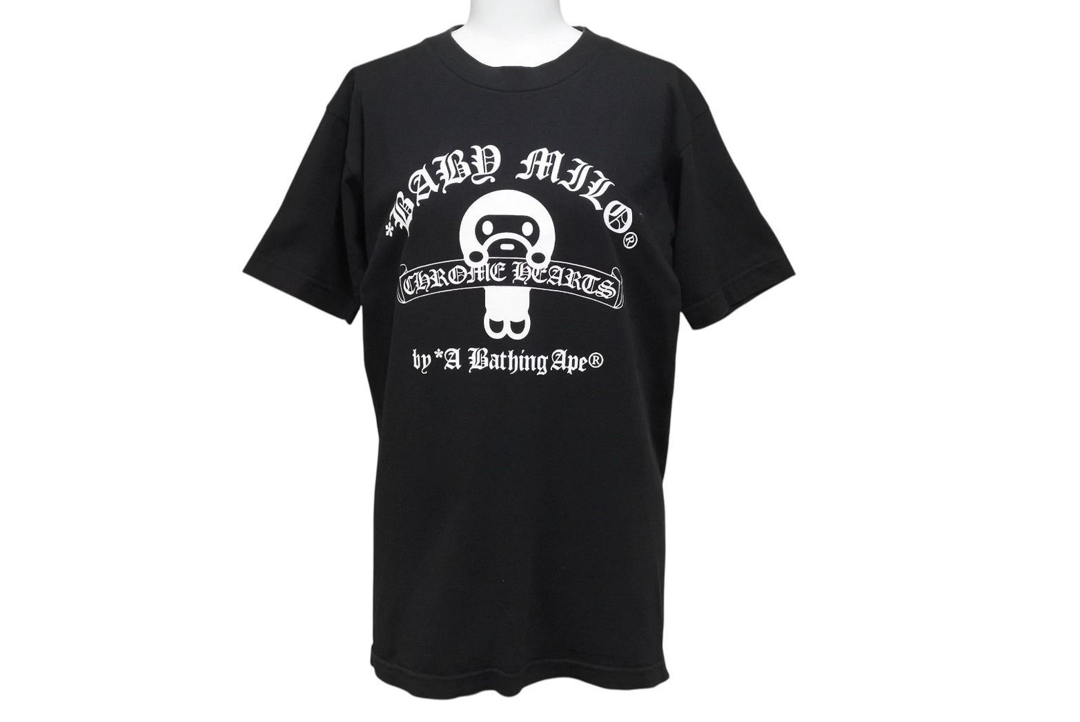 CHROME HEARTS クロムハーツ × A Bathhing Ape エイプ コラボ プリント Tシャツ サイズS ブラック 4b002289